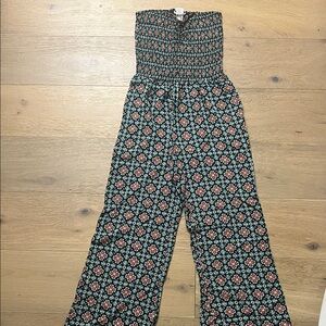 American Rag Geometric Print Jumpsuit - Black, Orange, Blue